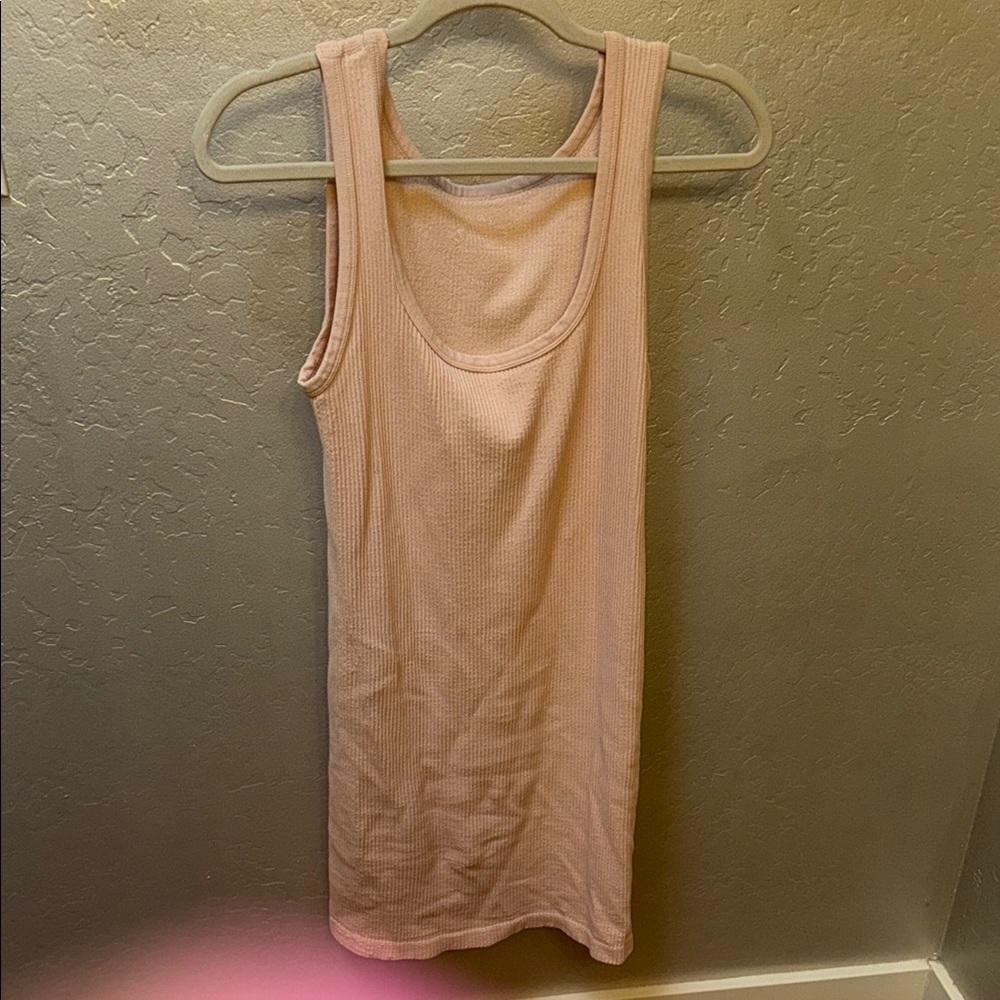Women's Cream Ribbed Tank Top Dress